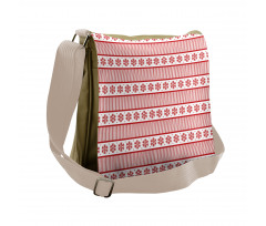 Winter Snowflakes Stripes Messenger Bag