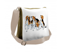 4 Beagle Hounds Play Messenger Bag