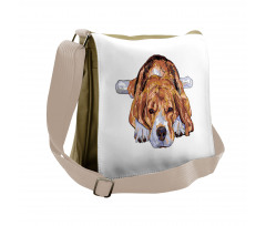 Old Dog Resting Sketch Messenger Bag