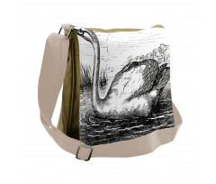 Hand Drawn Swan Design Messenger Bag