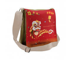 Little Boy Lion Dance Messenger Bag