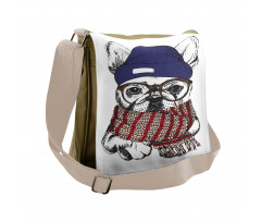 Cozy Hipster Winter Dog Messenger Bag