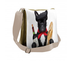 French Dog Red Wine Messenger Bag