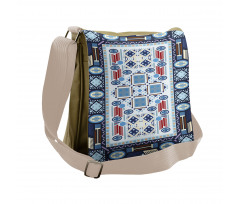 Blue Toned Square Circle Messenger Bag