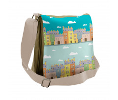 Colorful Cartoon Town Messenger Bag