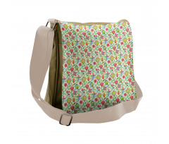 Doodle Blooming Tulips Messenger Bag