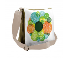 Doodle Vegan Pattern Messenger Bag