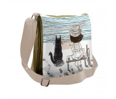 Baby Girl with a Cat Messenger Bag