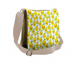 Cartoon Lemon Emoticons Messenger Bag