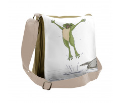 Happy Jumping Toad Humor Messenger Bag