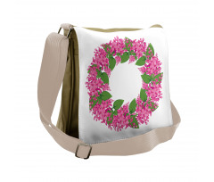 Pink Blossoms Wreath Messenger Bag
