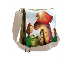 Cartoon Mushroom Houses Messenger Bag