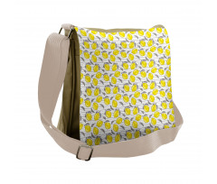 Sketched Lemon Pattern Messenger Bag