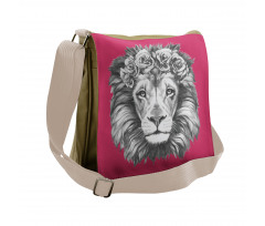 Wild Animal Floral Wreath Messenger Bag