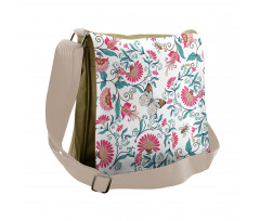 Vintage Floral Art Insects Messenger Bag