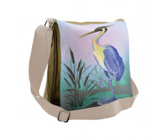 Heron with Reed Water Messenger Bag