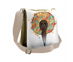 Woman with Luxuriant Hair Messenger Bag