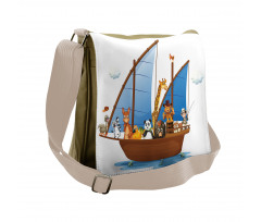 Animal Boat Sailing Ancient Messenger Bag