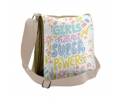 Boho Floral Girl Power Messenger Bag