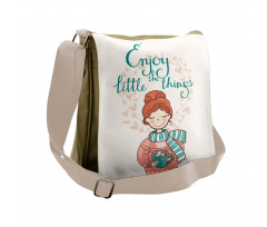 Winter Cartoon Woman Messenger Bag