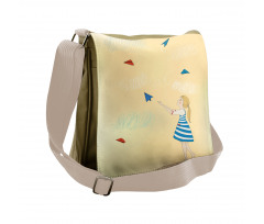 Girl with Paper Planes Messenger Bag