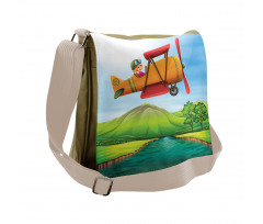 Kid on a Biplane River Messenger Bag