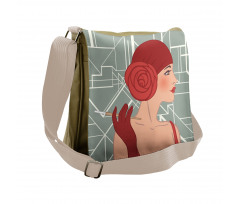 Lady with Bandana Messenger Bag