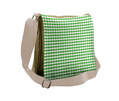 Green White Gingham Messenger Bag