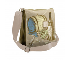 Vintage Themed and Grapes Messenger Bag