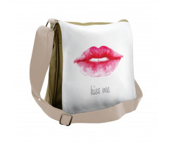 Pink Lipstick Kiss Me Messenger Bag