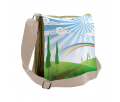 Rainbow on a Meadow Road Messenger Bag