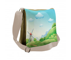 Cartoon Country Landscape Messenger Bag