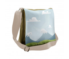 Cartoon Mountains Idyllic Messenger Bag