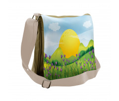 Mountains with Violets Messenger Bag