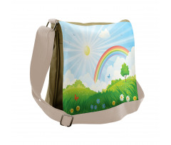 Sun and Rainbow Flowers Messenger Bag