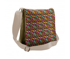 Colorful Monster Pattern Messenger Bag