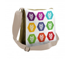 Hexagon Tiles Skull Messenger Bag