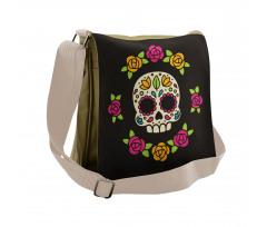 Floral Wreath Skull Messenger Bag