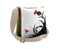 Floral Butterfly Motif Messenger Bag