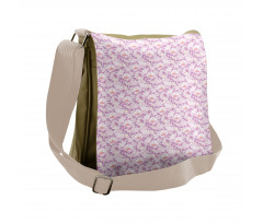 Pastel Flower Blooms Messenger Bag