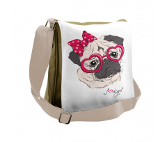 Cartoon Fashion Hipster Dog Messenger Bag