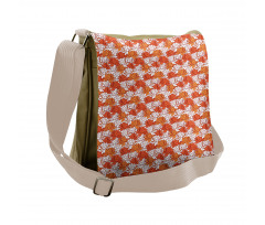 Overlapping Lotus Flower Messenger Bag