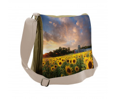 Sunflower Field Sky Messenger Bag