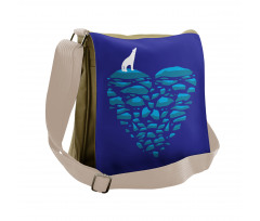 Ice Abstract Heart Messenger Bag