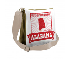 Grungy Theme State Map Messenger Bag