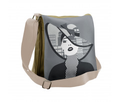 City Silhouette and Lady Art Messenger Bag