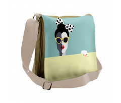 Retro Pop Art Young Woman Messenger Bag