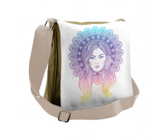 Boho Girl Feather Mandala Messenger Bag