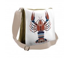 Abstract Crayfish Print Messenger Bag