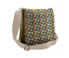 Cartoon Colorful Frogs Messenger Bag